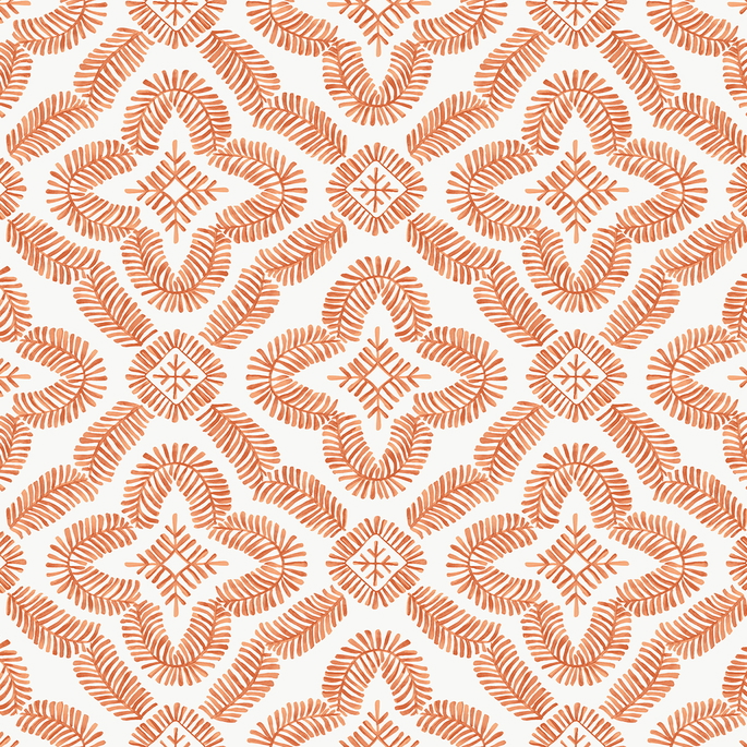 Seabrook Designs Talia Botanical Medallion Salmon Wallpaper image 1 of 3
