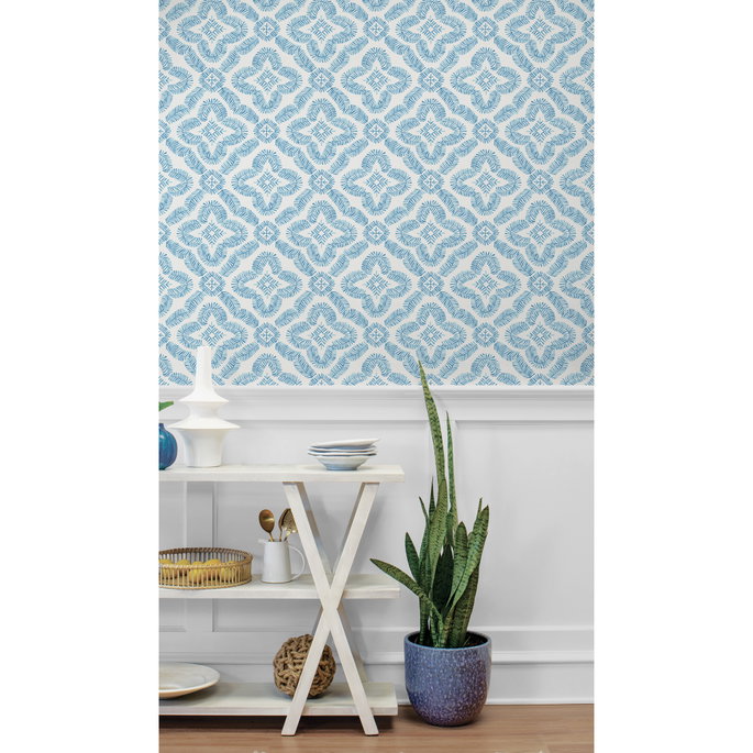 Seabrook Designs Talia Botanical Medallion Breezy Blue Wallpaper image 2 of 3