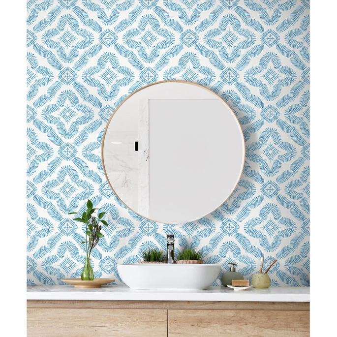 Seabrook Designs Talia Botanical Medallion Breezy Blue Wallpaper image 3 of 3