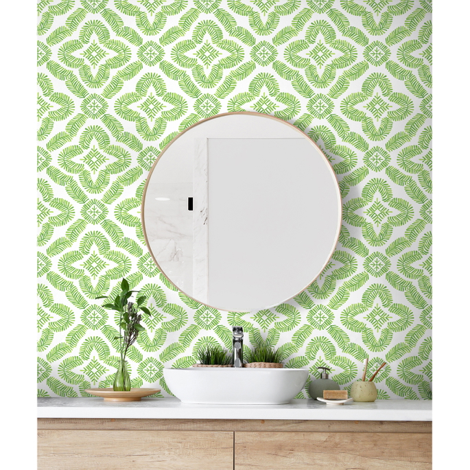 Seabrook Designs Talia Botanical Medallion Kiwi Green Wallpaper image 3 of 3