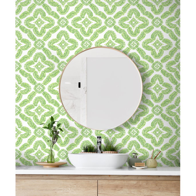 Seabrook Designs Talia Botanical Medallion Kiwi Green Wallpaper image 3 of 3