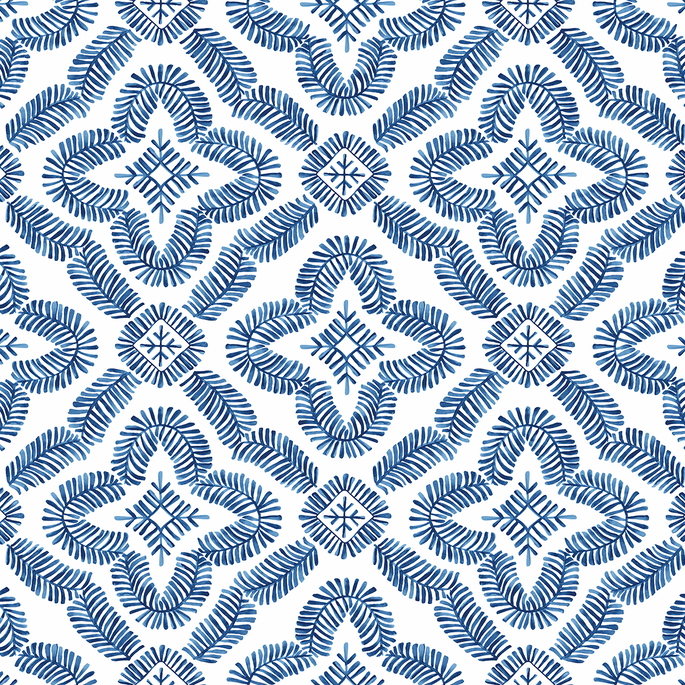 Seabrook Designs Talia Botanical Medallion Cottage Blue Wallpaper image 1 of 3