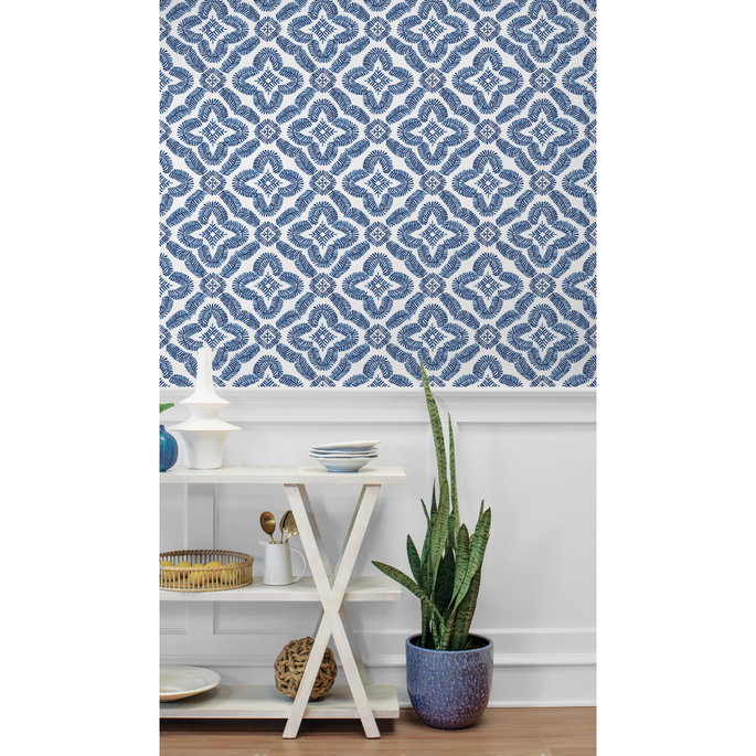 Seabrook Designs Talia Botanical Medallion Cottage Blue Wallpaper image 2 of 3