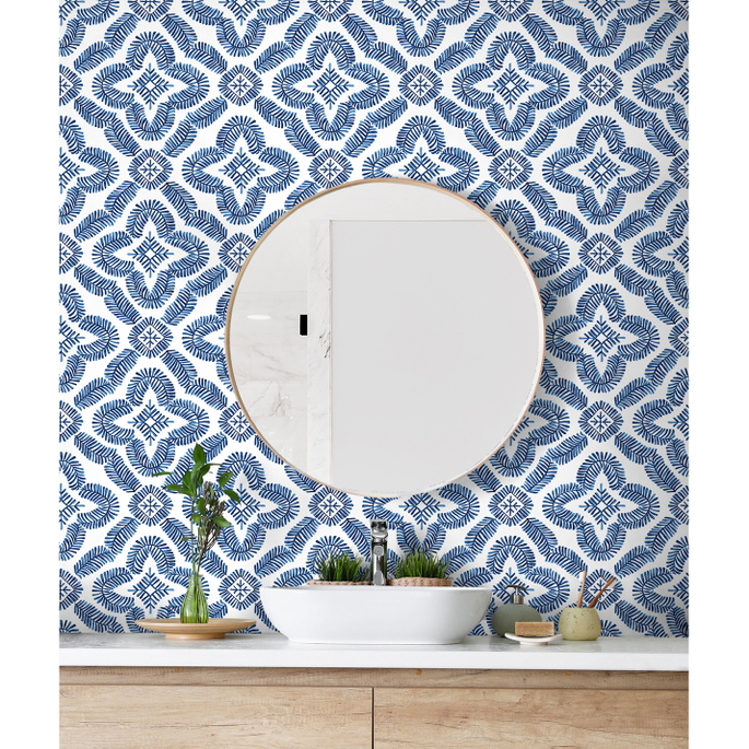 Seabrook Designs Talia Botanical Medallion Cottage Blue Wallpaper image 3 of 3