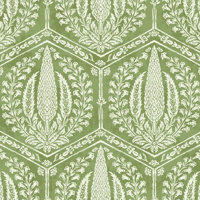 Seabrook Designs Cyrus Harvest Courtyard Green Wallpaper image 1 of 3