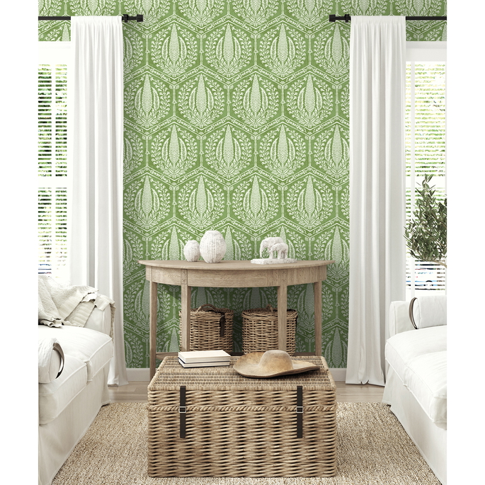 Seabrook Designs Cyrus Harvest Courtyard Green Wallpaper image 2 of 3