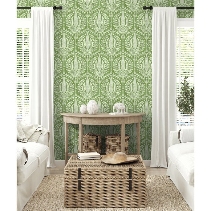 Seabrook Designs Cyrus Harvest Courtyard Green Wallpaper image 2 of 3