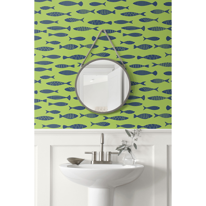 Seabrook Designs Bay Fish Buckingham Green Wallpaper image 2 of 3