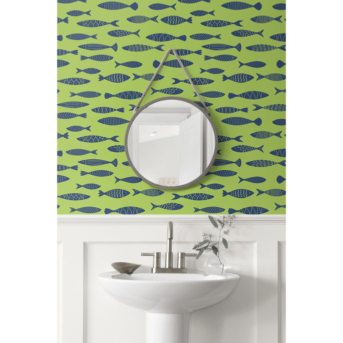 Seabrook Designs Bay Fish Buckingham Green Wallpaper image 2 of 3