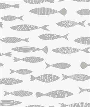 Seabrook Designs Bay Fish Silver Sea Wallpaper