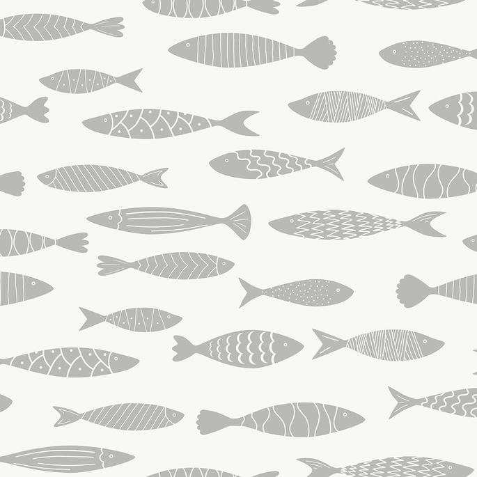 Seabrook Designs Bay Fish Silver Sea Wallpaper image 1 of 3