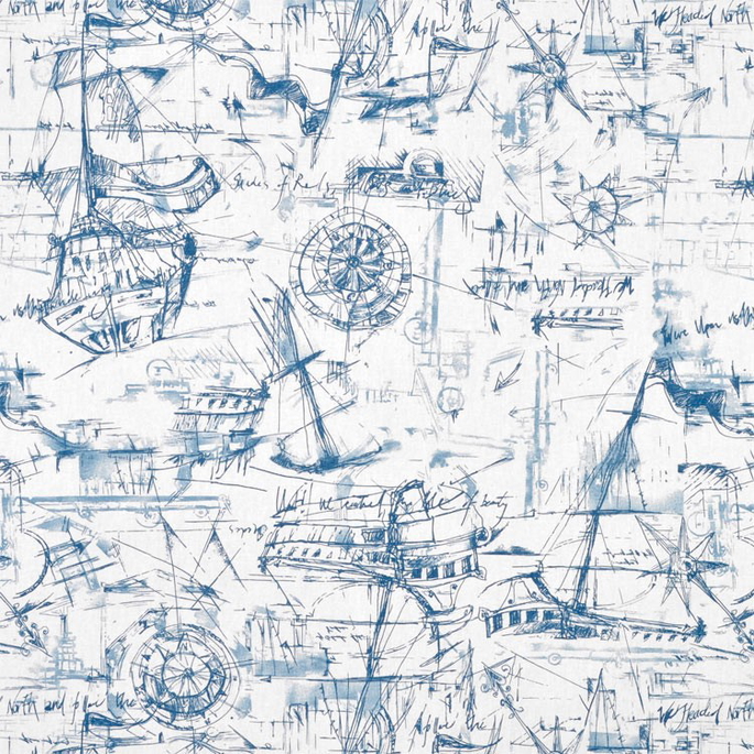 Premier Prints Schooner Nautical Canvas Fabric image 1 of 5