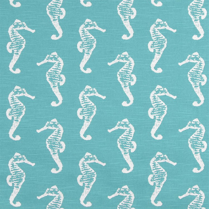 Premier Prints Sea Horse Coastal Blue Slub Fabric image 1 of 5