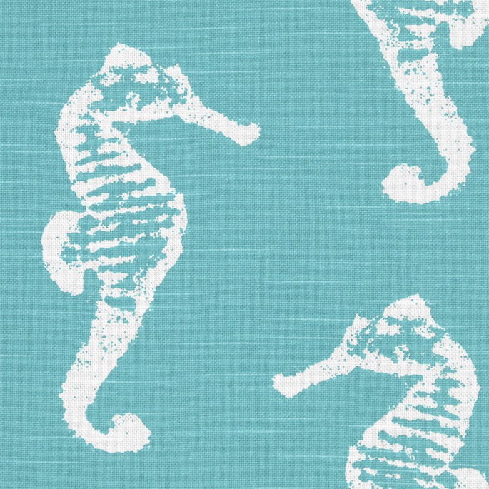 Premier Prints Sea Horse Coastal Blue Slub Fabric image 2 of 5