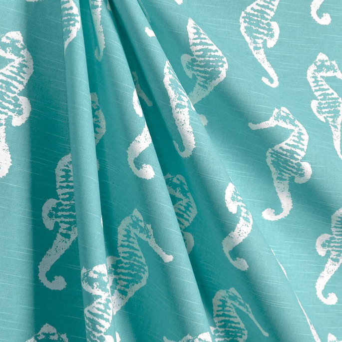 Premier Prints Sea Horse Coastal Blue Slub Fabric image 4 of 5
