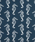 Premier Prints Sea Horse Premier Navy Slub Fabric