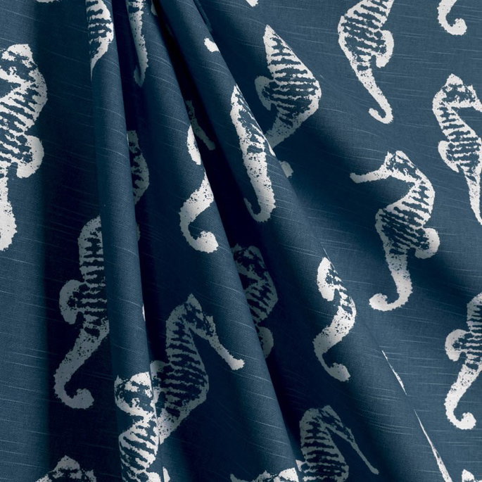 Premier Prints Sea Horse Premier Navy Slub Fabric image 4 of 5