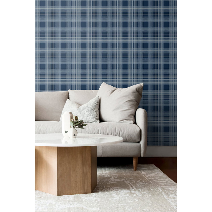 Stacy Garcia Home Peel &amp; Stick Rad Plaid Denim Blue Wallpaper image 2 of 4