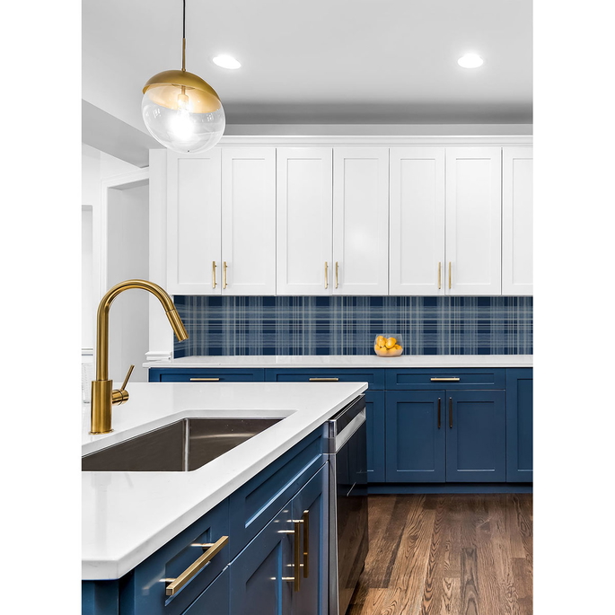 Stacy Garcia Home Peel &amp; Stick Rad Plaid Denim Blue Wallpaper image 3 of 4