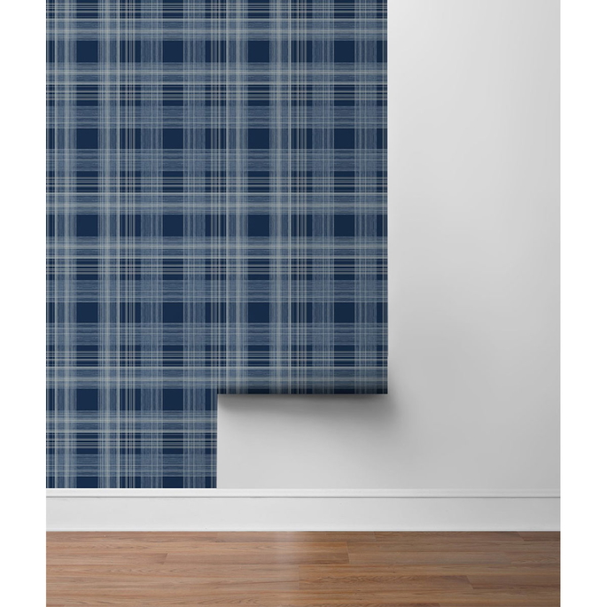 Stacy Garcia Home Peel &amp; Stick Rad Plaid Denim Blue Wallpaper image 4 of 4