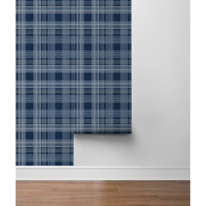 Stacy Garcia Home Peel &amp; Stick Rad Plaid Denim Blue Wallpaper image 4 of 4