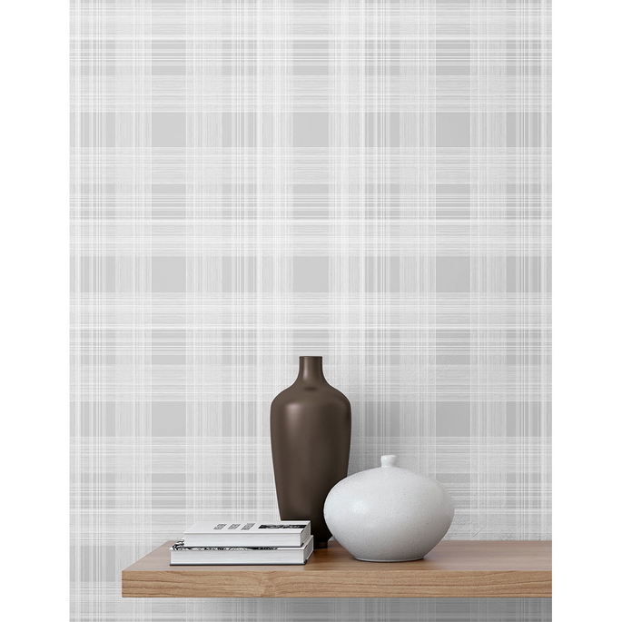 Stacy Garcia Home Peel &amp; Stick Rad Plaid Harbor Grey Wallpaper image 4 of 5