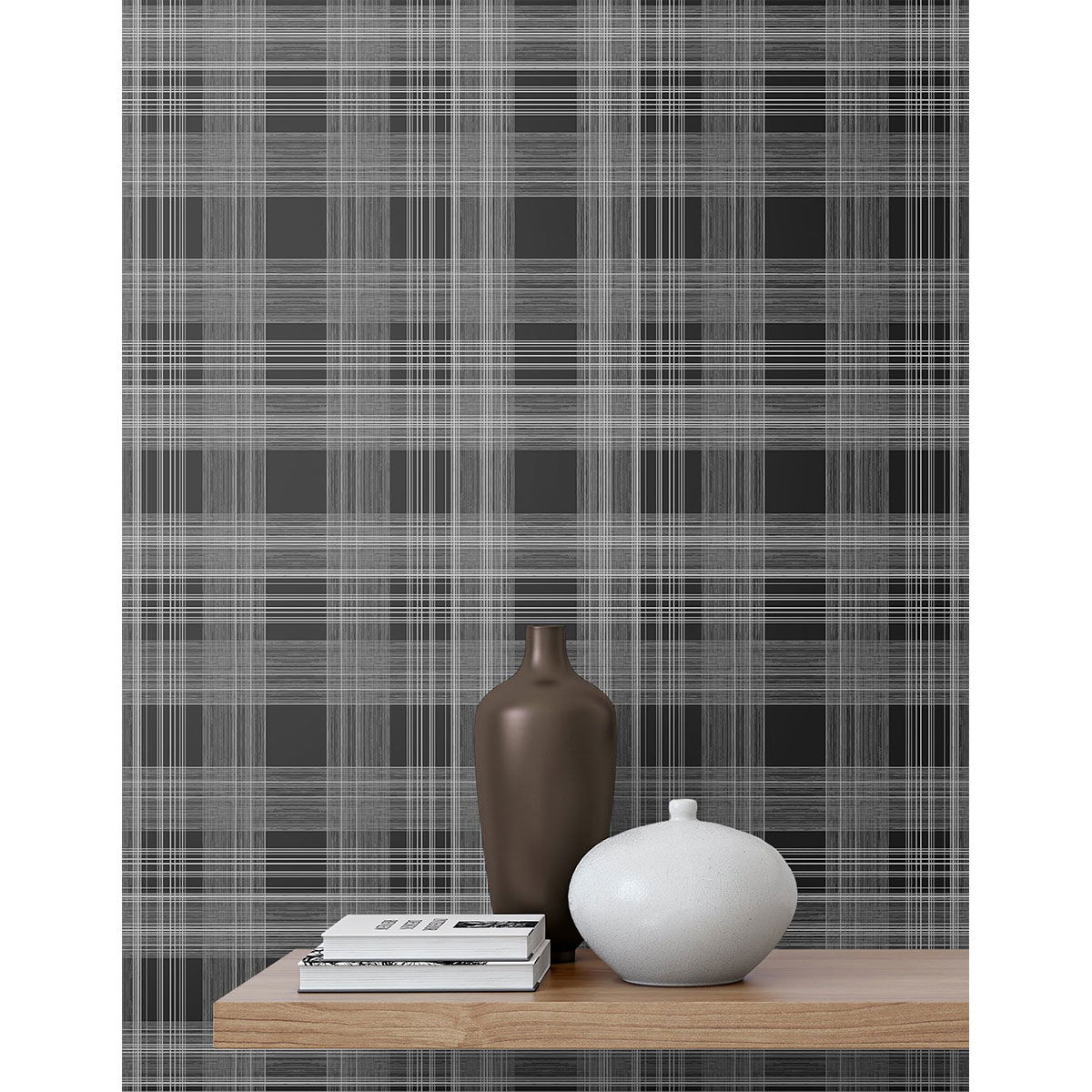 Stacy Garcia Home Peel & Stick Rad Plaid Onyx Wallpaper | OnlineFabricStore