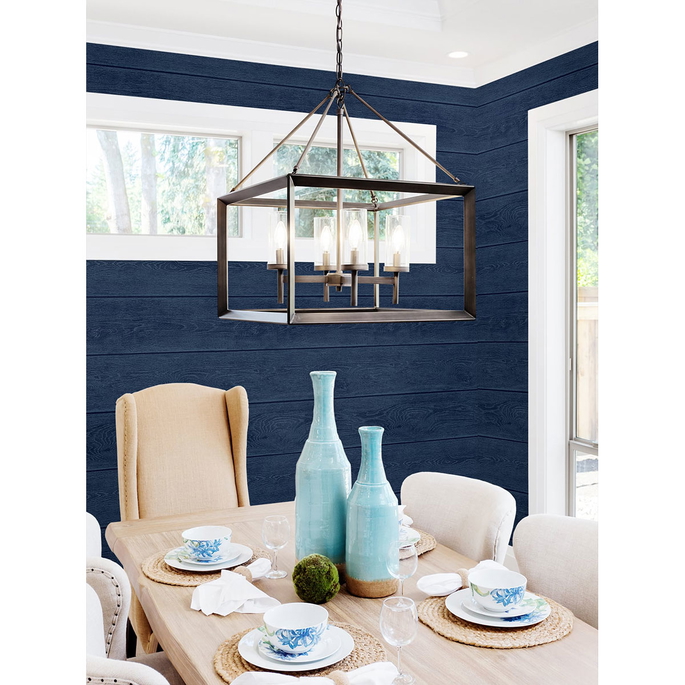 Stacy Garcia Home Peel &amp; Stick Stacks Denim Blue Wallpaper image 4 of 5