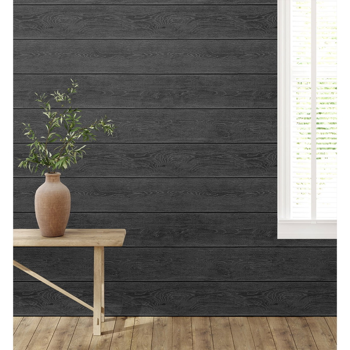 Stacy Garcia Home Peel &amp; Stick Stacks Charcoal Wallpaper image 2 of 4