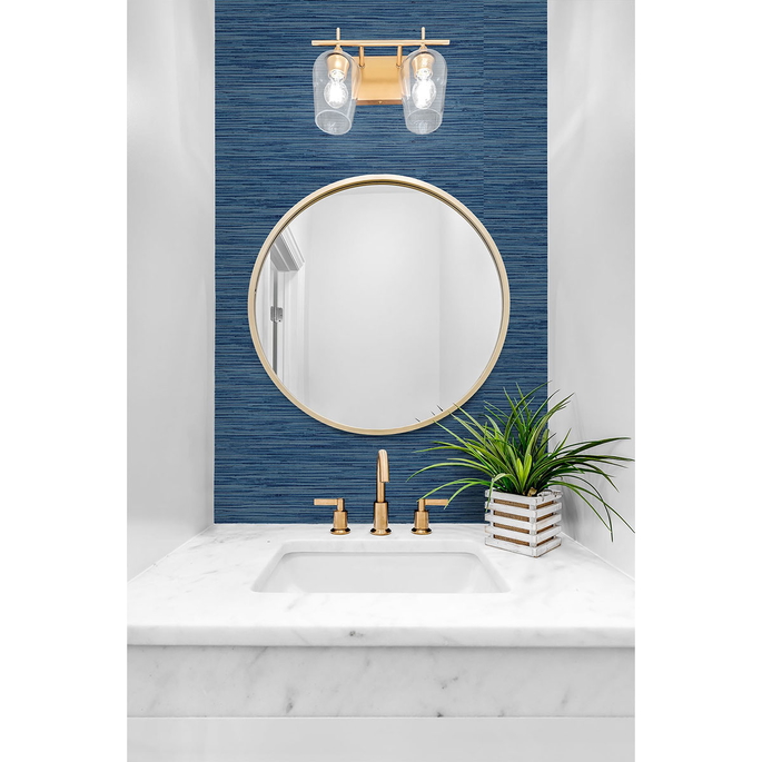 Stacy Garcia Home Peel &amp; Stick Grasscloth Marine Blue Wallpaper image 3 of 5