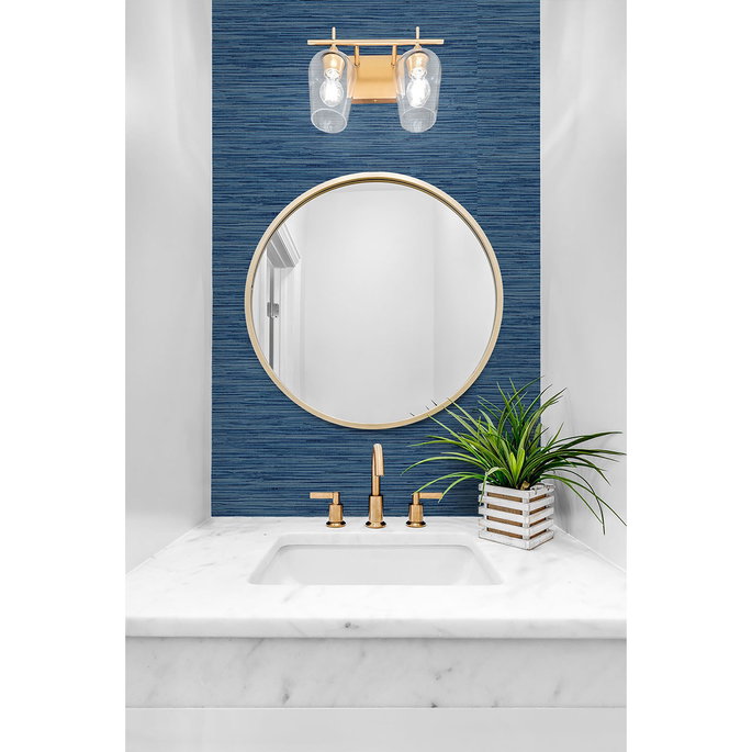 Stacy Garcia Home Peel &amp; Stick Grasscloth Marine Blue Wallpaper image 3 of 5