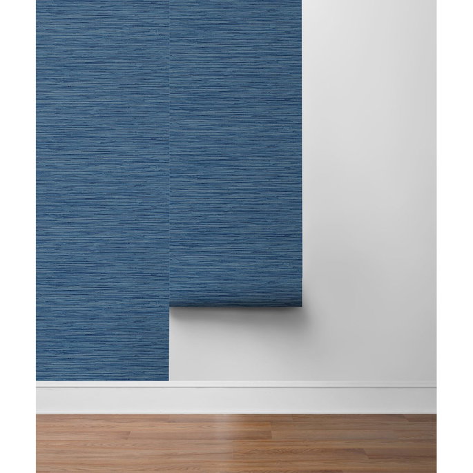 Stacy Garcia Home Peel &amp; Stick Grasscloth Marine Blue Wallpaper image 5 of 5