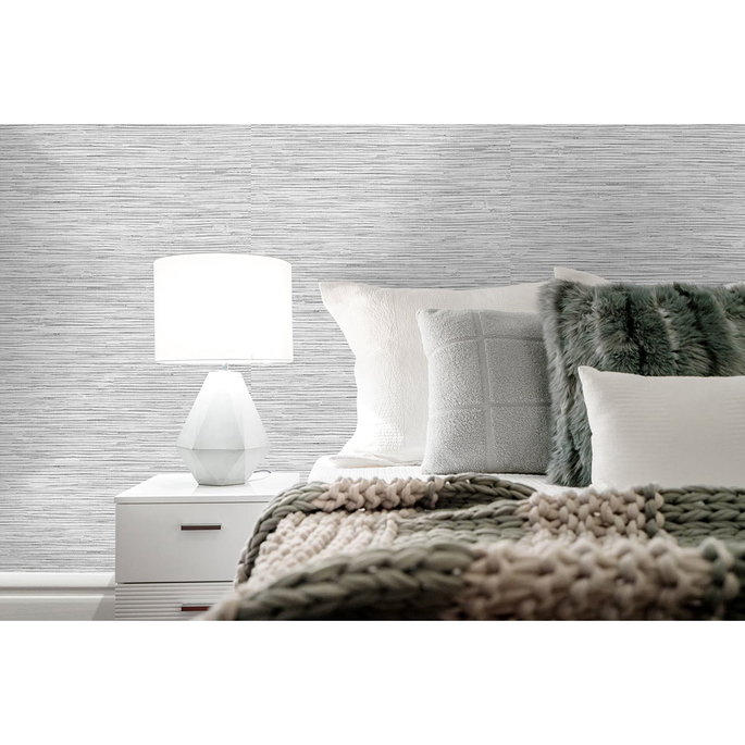 Stacy Garcia Home Peel &amp; Stick Grasscloth Moonstone Grey Wallpaper image 4 of 5