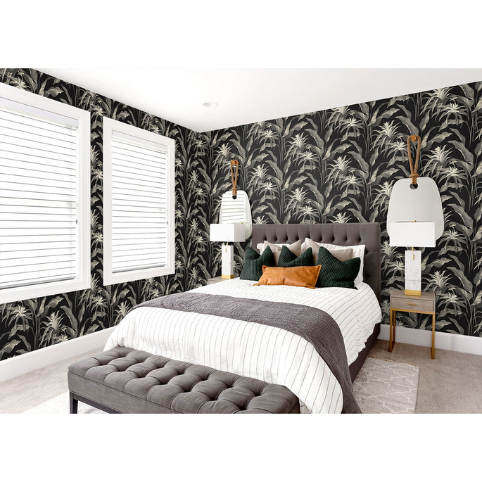 Stacy Garcia Home Peel &amp; Stick Palma Onyx &amp; Alloy Wallpaper image 2 of 4