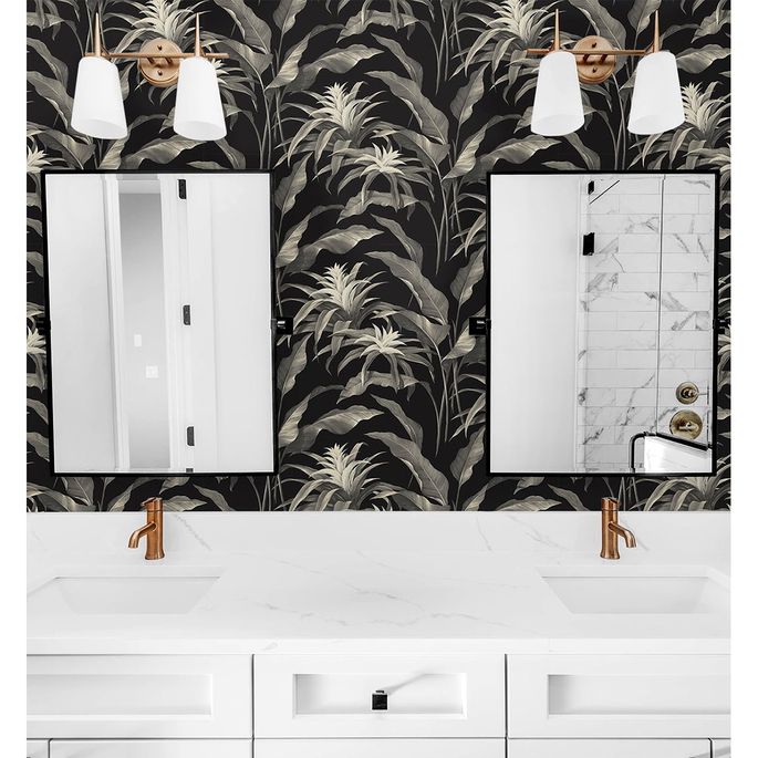 Stacy Garcia Home Peel &amp; Stick Palma Onyx &amp; Alloy Wallpaper image 3 of 4