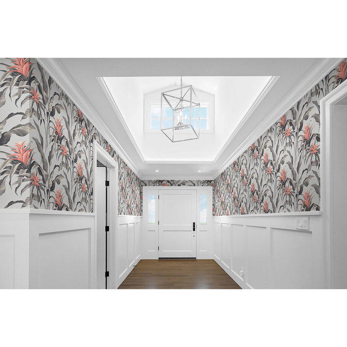 Stacy Garcia Home Peel &amp; Stick Palma Metallic Silver &amp; Coral Wallpaper image 2 of 5