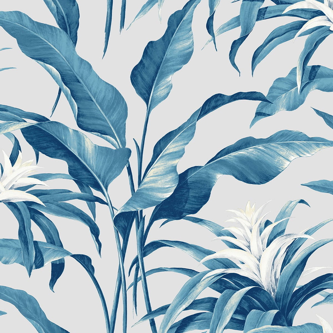 Stacy Garcia Home Peel &amp; Stick Palma Blue Lagoon &amp; Grey Wallpaper image 1 of 4
