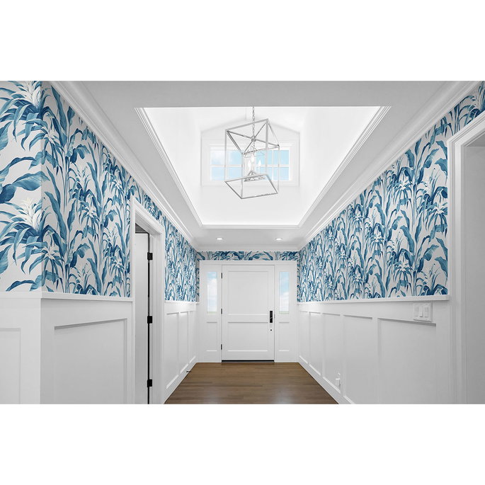 Stacy Garcia Home Peel &amp; Stick Palma Blue Lagoon &amp; Grey Wallpaper image 3 of 4