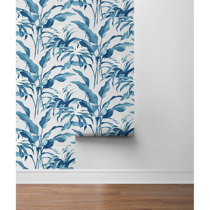 Stacy Garcia Home Peel &amp; Stick Palma Blue Lagoon &amp; Grey Wallpaper image 4 of 4