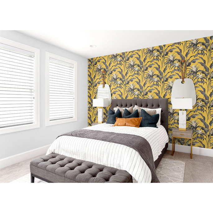 Stacy Garcia Home Peel &amp; Stick Palma Golden &amp; Moonstone Grey Wallpaper image 2 of 4