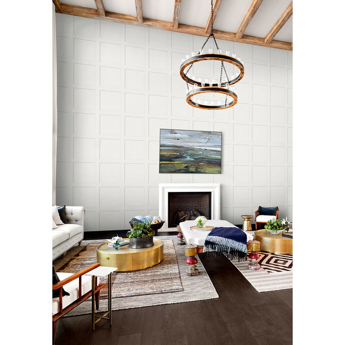 Stacy Garcia Home Peel &amp; Stick Squared Away Dove White Wallpaper image 4 of 4