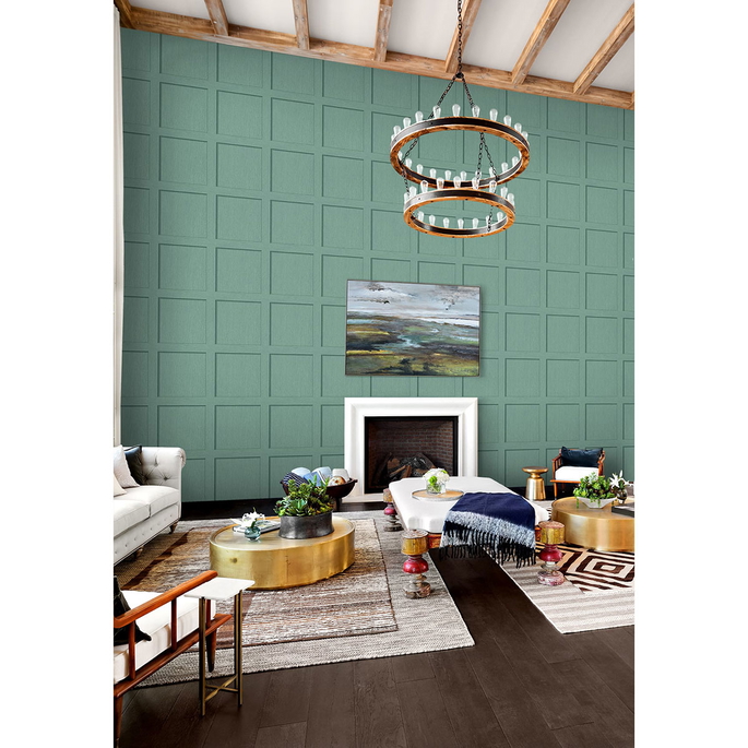 Stacy Garcia Home Peel &amp; Stick Squared Away Sea Green Wallpaper image 2 of 5