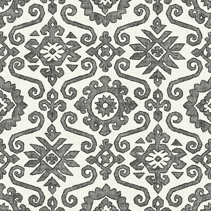 Stacy Garcia Home Peel &amp; Stick Augustine Charcoal &amp; Linen Wallpaper image 1 of 5
