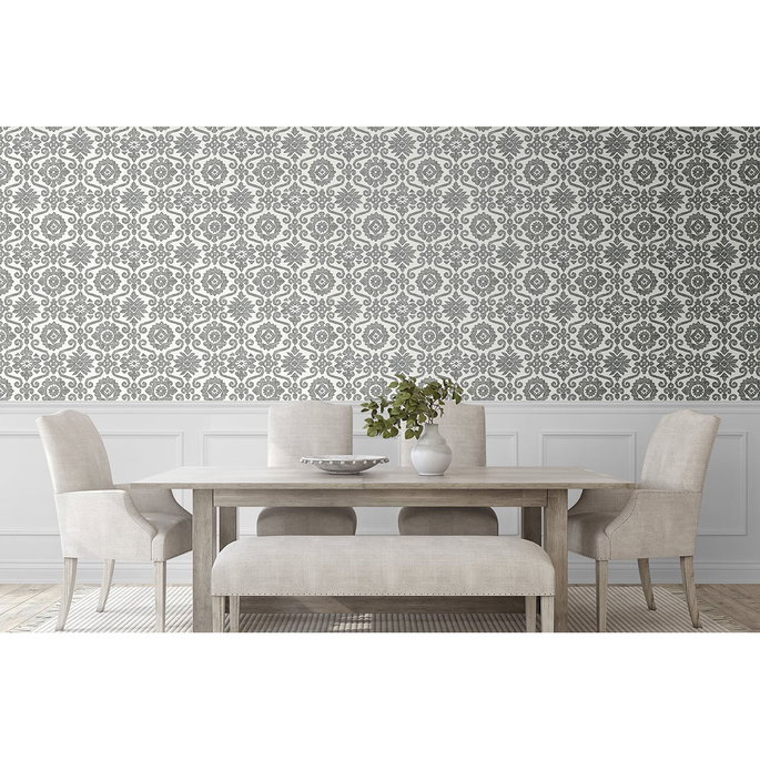 Stacy Garcia Home Peel &amp; Stick Augustine Charcoal &amp; Linen Wallpaper image 2 of 5