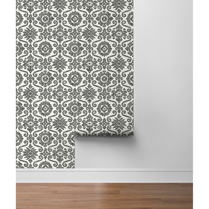 Stacy Garcia Home Peel &amp; Stick Augustine Charcoal &amp; Linen Wallpaper image 5 of 5