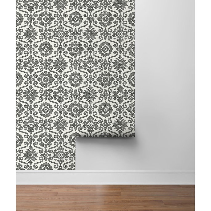 Stacy Garcia Home Peel &amp; Stick Augustine Charcoal &amp; Linen Wallpaper image 5 of 5