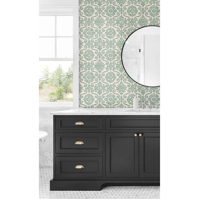 Stacy Garcia Home Peel &amp; Stick Augustine Mineral Green Wallpaper image 3 of 5