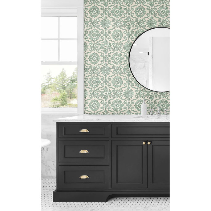 Stacy Garcia Home Peel &amp; Stick Augustine Mineral Green Wallpaper image 3 of 5