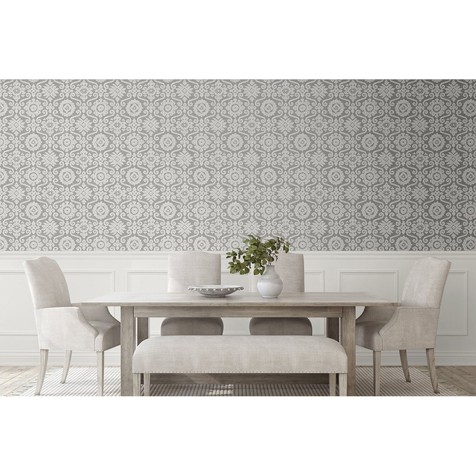 Stacy Garcia Home Peel &amp; Stick Augustine Pewter &amp; Stone Wallpaper image 2 of 5