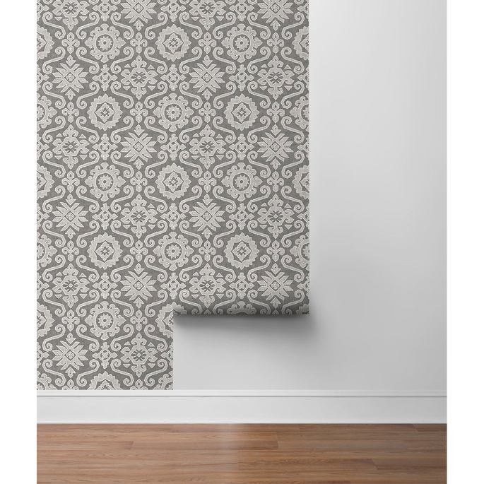 Stacy Garcia Home Peel &amp; Stick Augustine Pewter &amp; Stone Wallpaper image 5 of 5